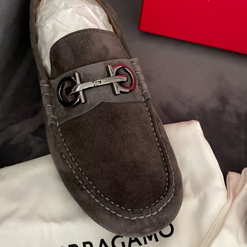 Brand New never worn Salvatore Ferragamo Dark Gray Men's Loafers - Picture 2 of 9